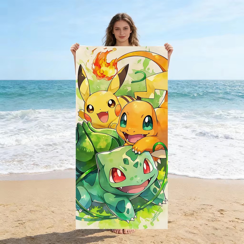 Beach Towel Large - P-Pokemon Starters Asciugamano da spiaggia Anime,